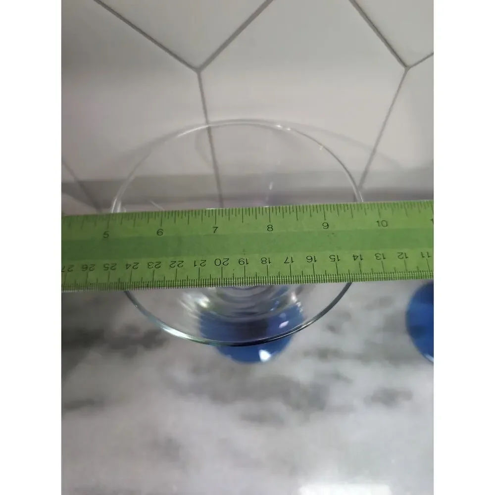 Libbey Metropolis Cobalt Blue Margarita Glasses, Set Of 2, Ball Stem Glassware - Picture 9 of 9